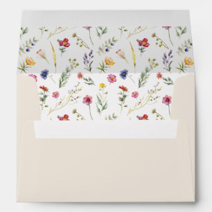 Beige Wildflower Spring Floral Envelope
