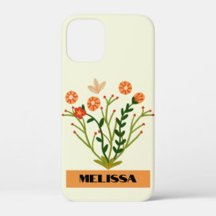 Beige Wildflowers Minimal Black Modern Typography iPhone 12 Mini Case