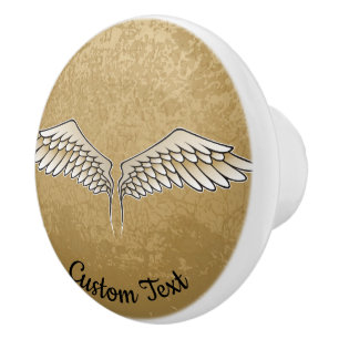 Beige Wings Ceramic Knob
