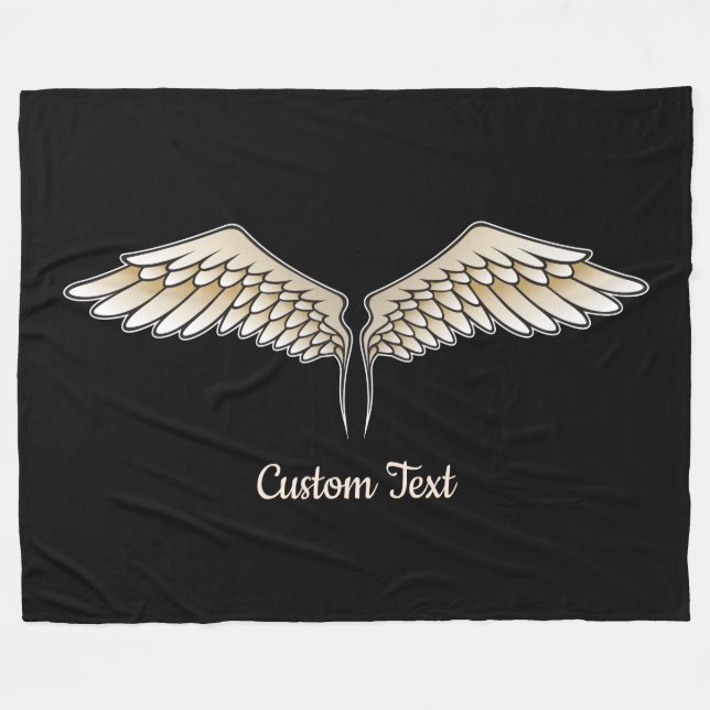 Beige Wings Fleece Blanket (Front (Horizontal))