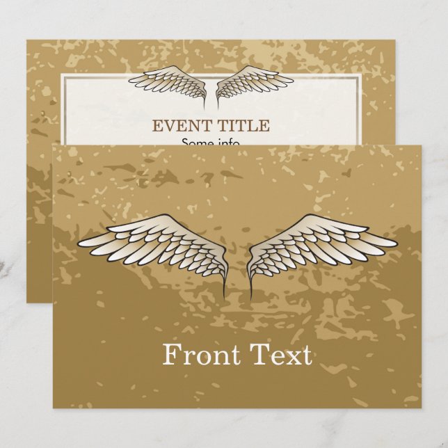 Beige wings invitation (Front/Back)