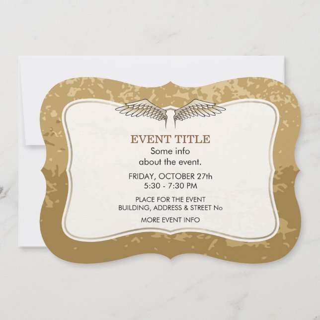 Beige wings invitation (Back)
