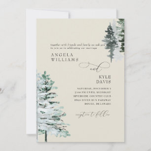  Beige Winter Woodland Wedding Invitation