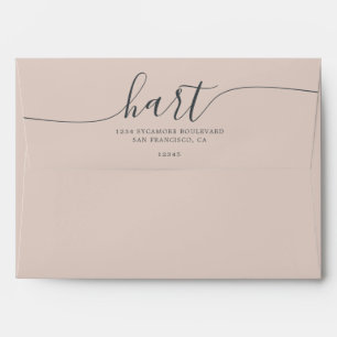 Beige with Black Script Return Address Envelope