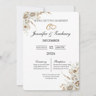 Beige with bouquet wedding  invitation
