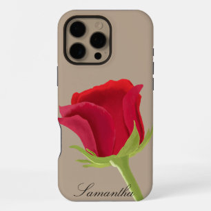 Beige with red rose iPhone case