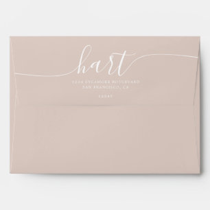 Beige with White Script Return Address Envelope