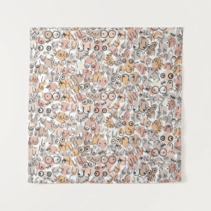 beige woman fun breast tapestry