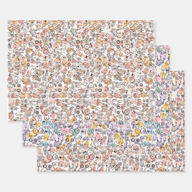 beige woman fun breast wrapping paper sheet (Set)