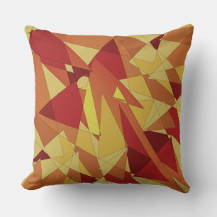 Beige, yellow, red triangles and spotty geometric cushion