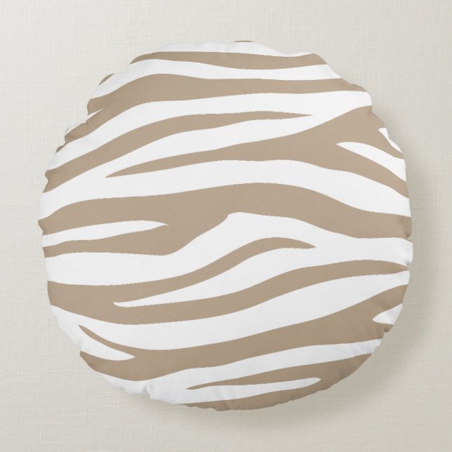 Beige zebra round cushion (Front)