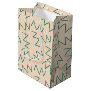 Beige Zig Zag Modern and Stylish Gift Packaging Medium Gift Bag