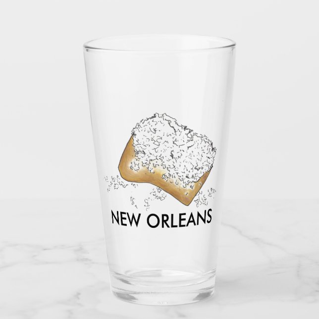 Beignet New Orleans NOLA Louisiana Pastry Glass (Front)