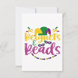 Beignets & Beads Funny Mardi Gras Carnival Gift  Thank You Card