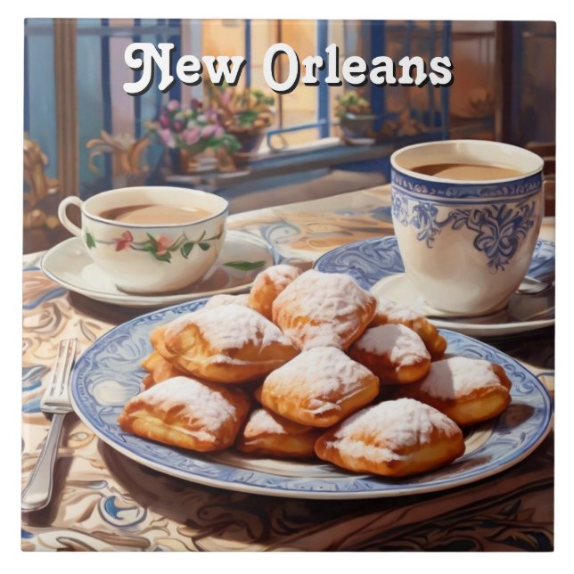 Beignets New Orleans Baked Sweet Treat Kitchen Tile (Front)