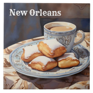 Beignets New Orleans Cuisine Baked Dessert Kitchen Tile