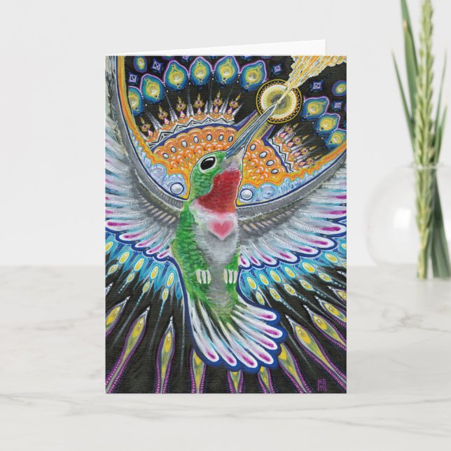 Beija Flor ("Flower Kisser") Hummingbird Painting Card (Front)