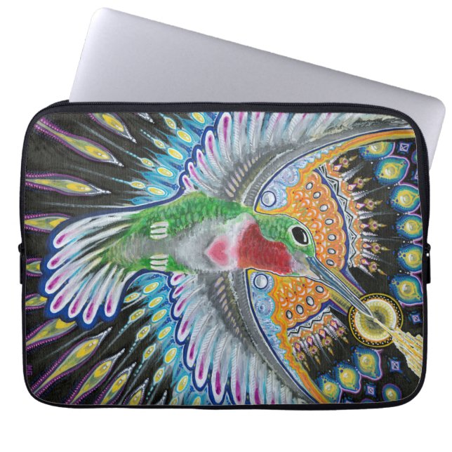 Beija Flor ("Flower Kisser") Hummingbird Painting Laptop Sleeve (Front)