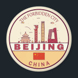 Beijing China City Skyline Emblem Magnet<br><div class="desc">Beijing minimalist,  colourful art design featuring monuments and landmarks of the city in China.</div>