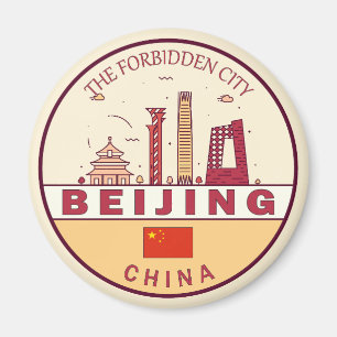 Beijing China City Skyline Emblem Magnet