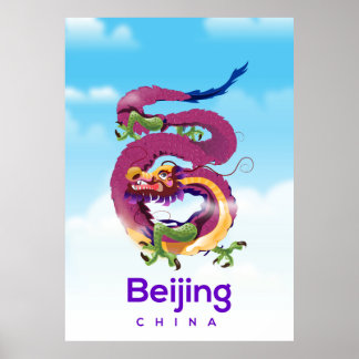 Beijing China Dragon travel poster