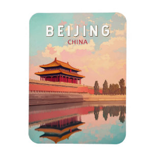 Beijing China Illustration Travel Art Vintage Magnet