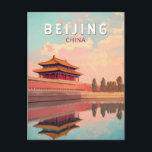 Beijing China Illustration Travel Art Vintage Postcard<br><div class="desc">Beijing retro vector travel design. Beijing,  the capital of China,  is a city rich in imperial history,  modern innovation,  and cultural depth. Home to iconic landmarks like the Forbidden City,  the Great Wall,  and Tiananmen Square.</div>