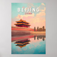 Beijing China Illustration Travel Art Vintage