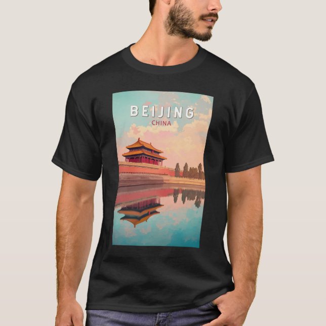 Beijing China Illustration Travel Art Vintage T-Shirt (Front)