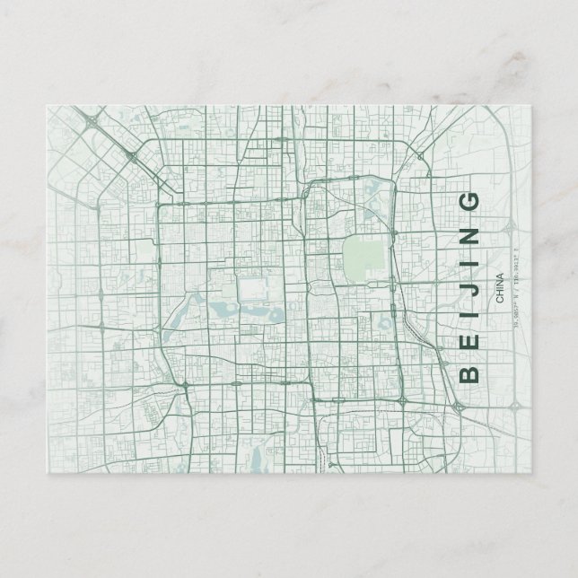 Beijing China Map Minimal Postcard (Front)