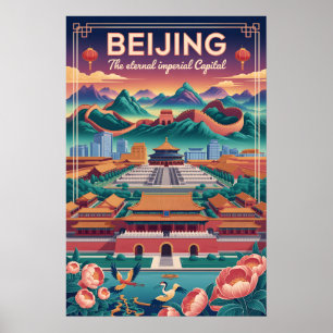 Beijing China Retro Travel Poster Vintage Art