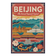 Beijing China Retro Travel Poster Vintage Art