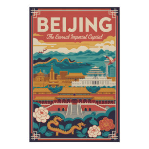 Beijing China Retro Travel Poster Vintage Art