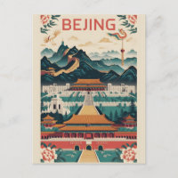 Beijing China Retro Travel Poster Vintage Art