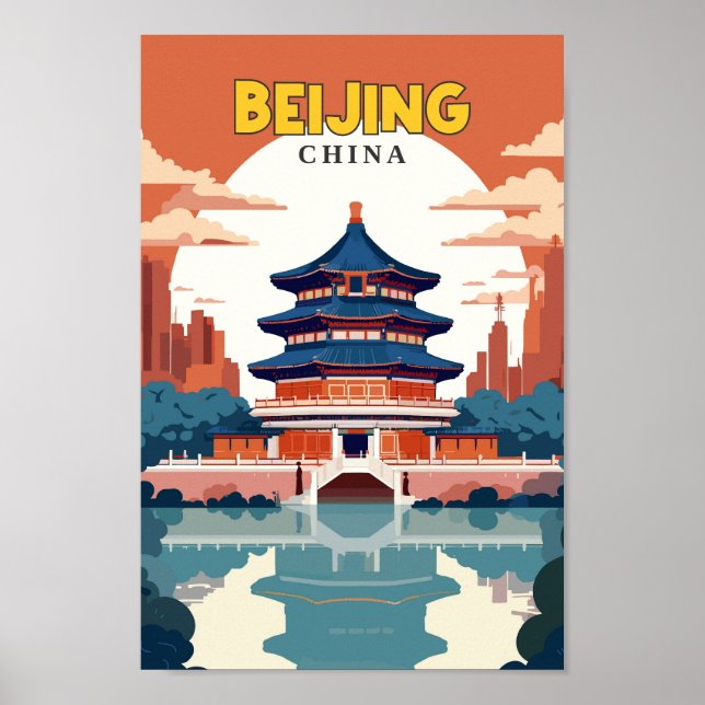 Beijing China Travel Art Vintage Poster (Front)