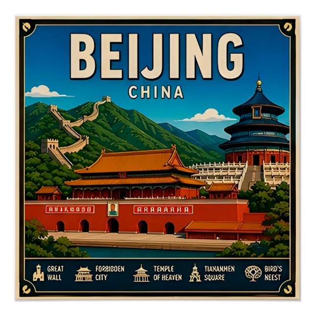 🧲 Beijing China Travel Keepsake For Visitors 🧲 Poster (Front)
