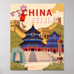 Beijing China Travel Poster Asian City Wall Art
