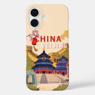Beijing China Travel Poster   Asian City Wall Art iPhone 16 Case