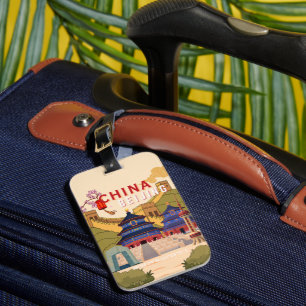 Beijing China Travel Poster Asian City Wall Art Luggage Tag