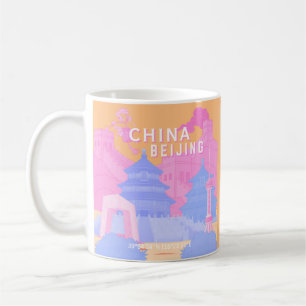 Beijing China Travel Poster Pink & Blue Pastel Coffee Mug
