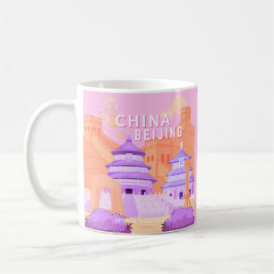 Beijing China Travel Poster Pink & Lavender Art Coffee Mug