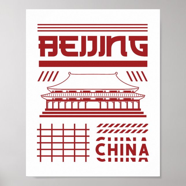 Beijing China Urban Temple Graphic Poster (Front)