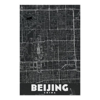 Beijing China Vintage Travel Map Poster