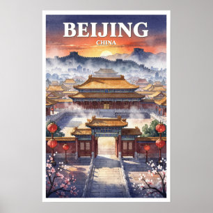 Beijing China Vintage Travel Poster
