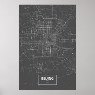 Beijing, China (white on black) Poster