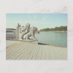 Beijing summer palace bridge vintage postcard