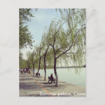 Beijing summer palace lake and trees postcard