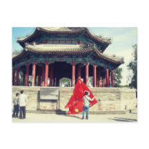 Beijing summer palace pavilions pagoda postcard