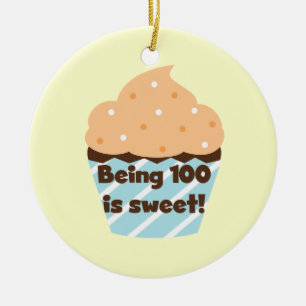 Being 100 is Sweet Birthday T-shirts and Gifts Ceramic Tree Decoration