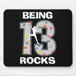 Being 13 Years Old Rocks Rock Climber 13th Birthda Mouse Mat